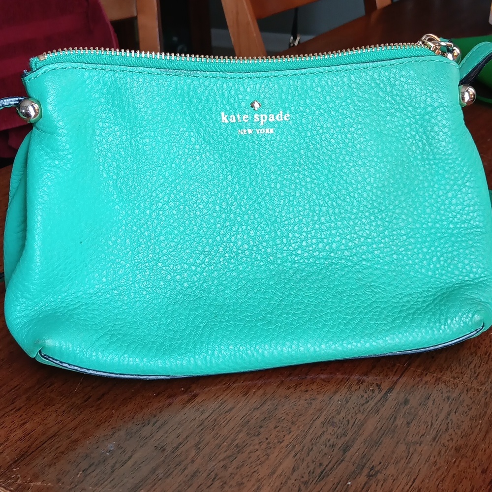 Kate Spade ♠️ Teal Crossbody Bag with Signature Black and White interior + Gold